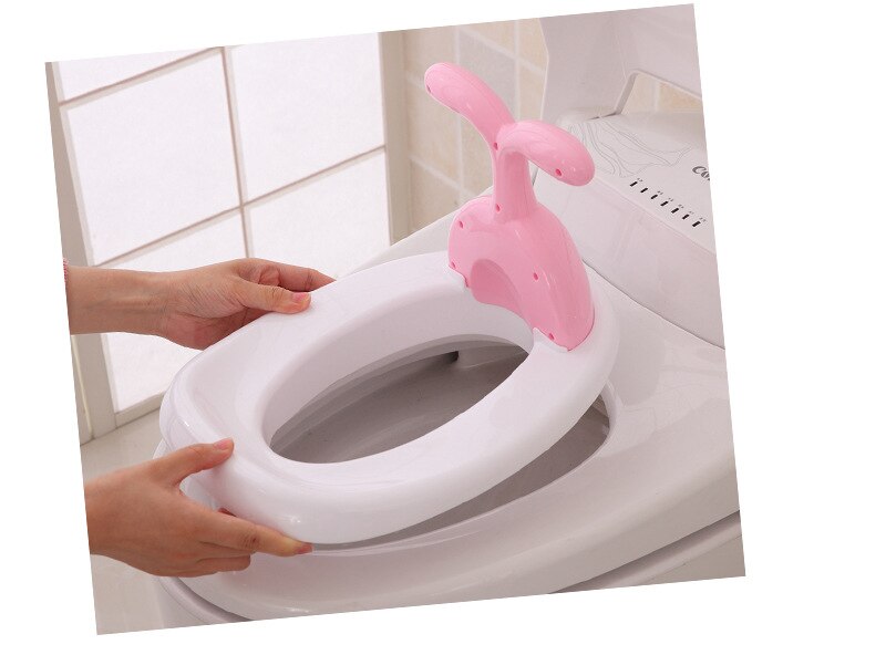 Cute Portable Baby Plastic Toilet Training Seat with Handle Non Slip Potty Sit for Children Toddler Toilet Trainer WC Pad