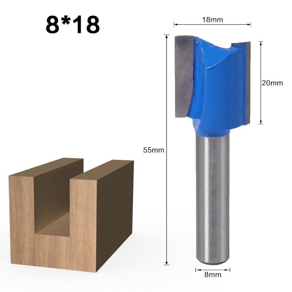 1PC 8mm Shank Slotted Straight Woodworking Router Bit Wood Cutter Cutting Carpenter Milling Cutter Woodworking Tool: 8 -18