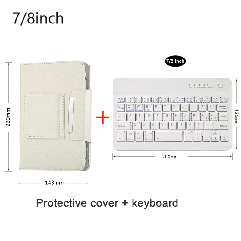 Clavier Bluetooth sans fil avec étui en cuir pour tablette universelle IOS Android Windows, étui en cuir magnétique détachable: Black
