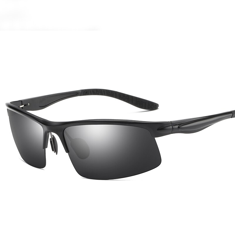 YSO Sunglasses Men Polarized UV400 Aluminium Magnesium Frame HD Sun Glasses Driving Glasses Semi Rimless Accessory For Men 8580: Black-Black