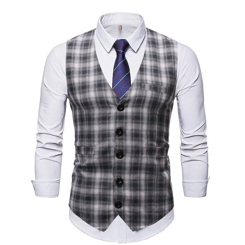 Men's High Neck Single Breasted Buttons Solid Color Jacquard Vintage Vest