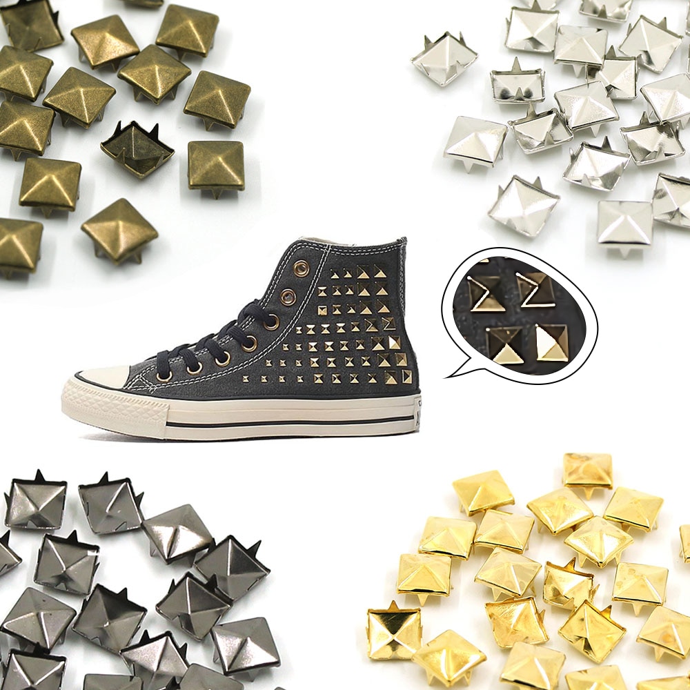 100Stck Platz Pyramide Nieten Nieten vier Klaue Metall Nieten Nieten Für Leder Punk Zucht Schuhe Leder Handwerk Armbänder Zubehör