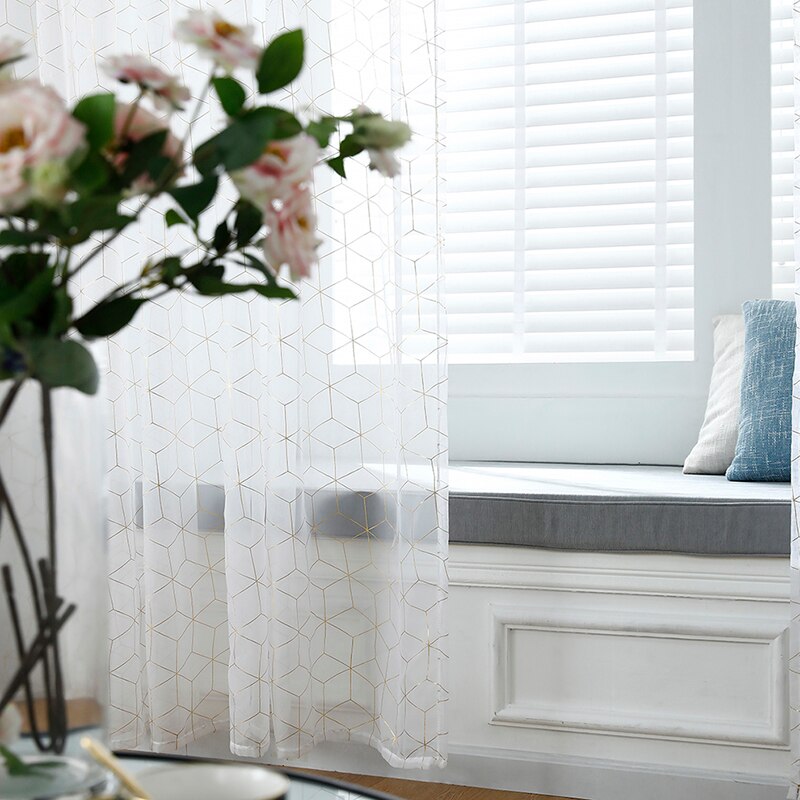 Gold Line Tulle Curtains Modern Curtains For Living Room Transparent Tulle Curtains Window Drapes Sheer For The Bedroom