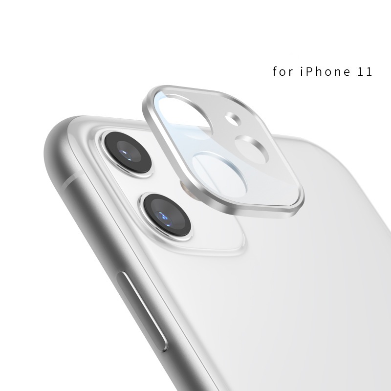 Lente de cámara cubierta completa anillo de Metal Protector de vidrio templado para iPhone 11 Protector de lente de cámara trasera funda para iPhone 11Pro Max: 11 white