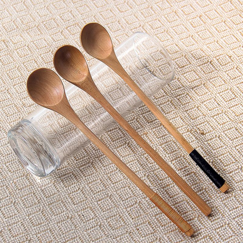 Wooden Lotus Long Handle Spoon Coffee Spoon Stirring Spoon Wooden Spoon
