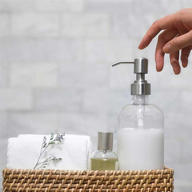 4 pçs cabeça da bomba garrafa imprensa cabeça da bomba de aço inoxidável dispensador sabão imprensa cabeça dispensador de sabão tampas para acessórios do banheiro