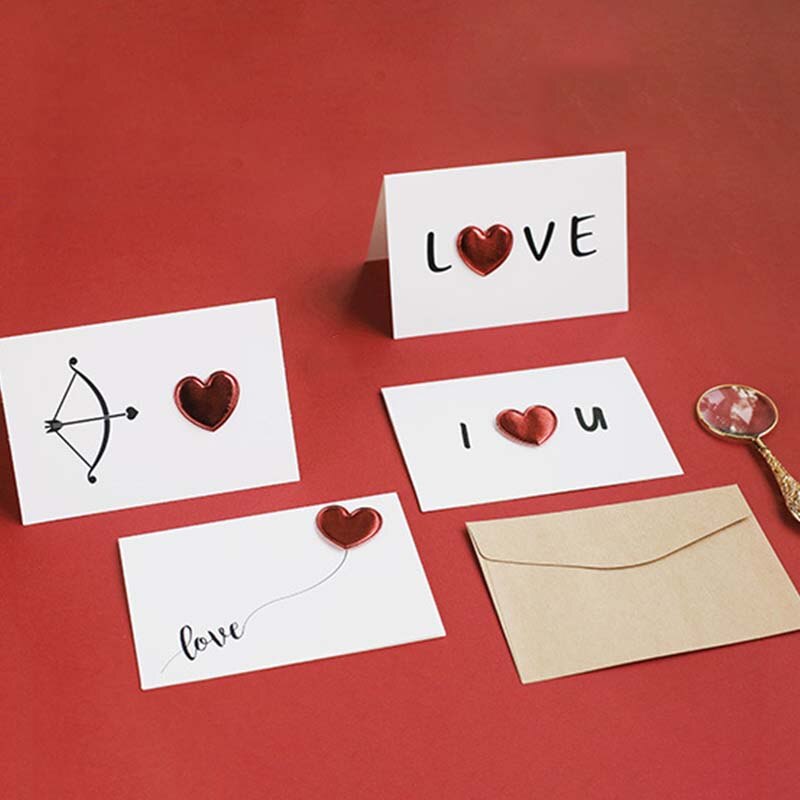 Love Heart Postcard Envelope DIY Handmade Valentine's Day Wedding Invitation Greeting Three-dimensional Card Decoration