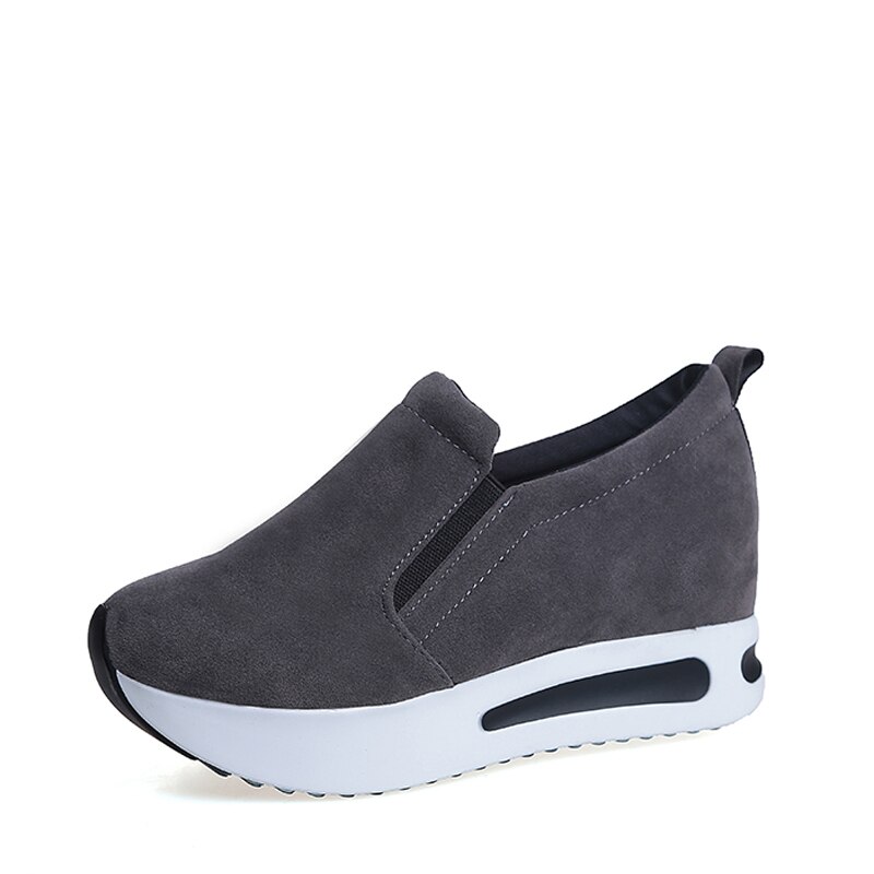 Femmes Creepers Chaussures Vulcanisées femmes Décontracté Plat Plate-Forme Femme Élastique Chaussures Femme Minceur Troupeau Appartements Chaussures: Gray / 6.5