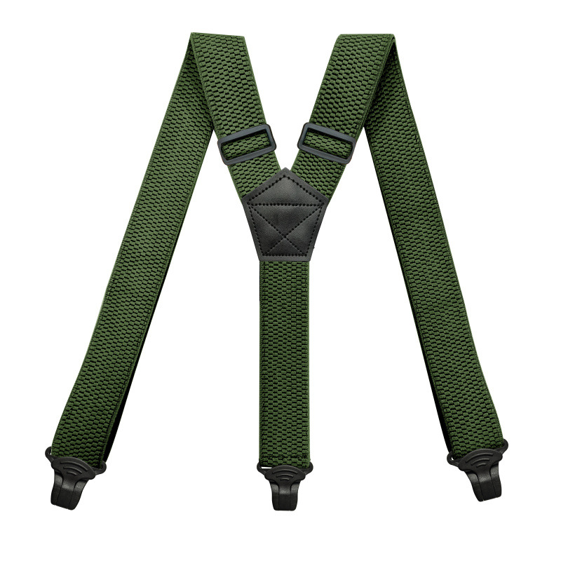 Robuste Hosenträger für Männer, Arbeit Ich bin Freien, 3,8 cm/1,5 Zoll, Y-Rücken, 3 Kunststoff-Clips, verstellbare elastische Hosenträger, Riemen, Gürtel: Armee Grün