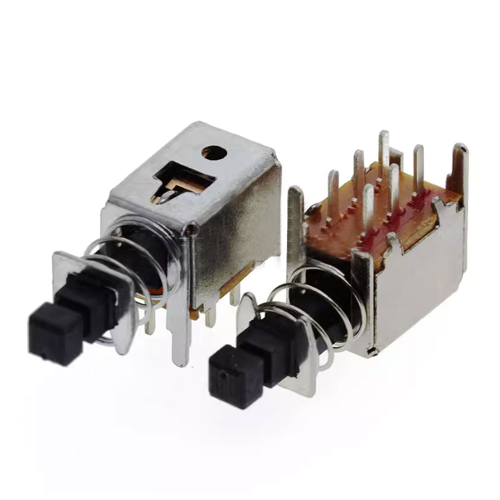 10Pcs/Lot 6Pin PS22F03 Right Angle PCB Latching Push Button Switch DPDT Double Pole Self/No-Locking A03 Key Power Switches