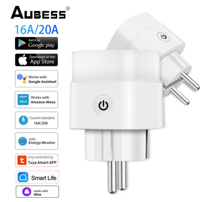 WiFi inteligentna wtyczka 16A/20A ue gniazdo kontrola mocy głosu monitor wyczucie czasu Tuya inteligentne życie APP praca z Alexa Google Dom asystent