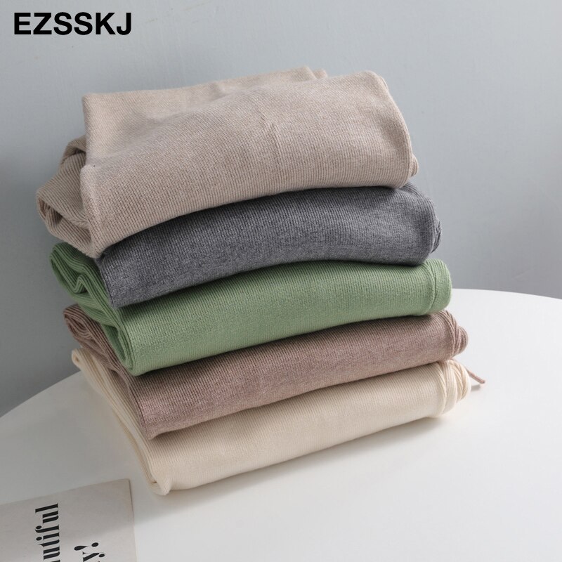 Pantalon sarouel de sport avec élastique à la taille pour femme, vêtements avec cordon de serrage, en tricot épais, automne et hiver