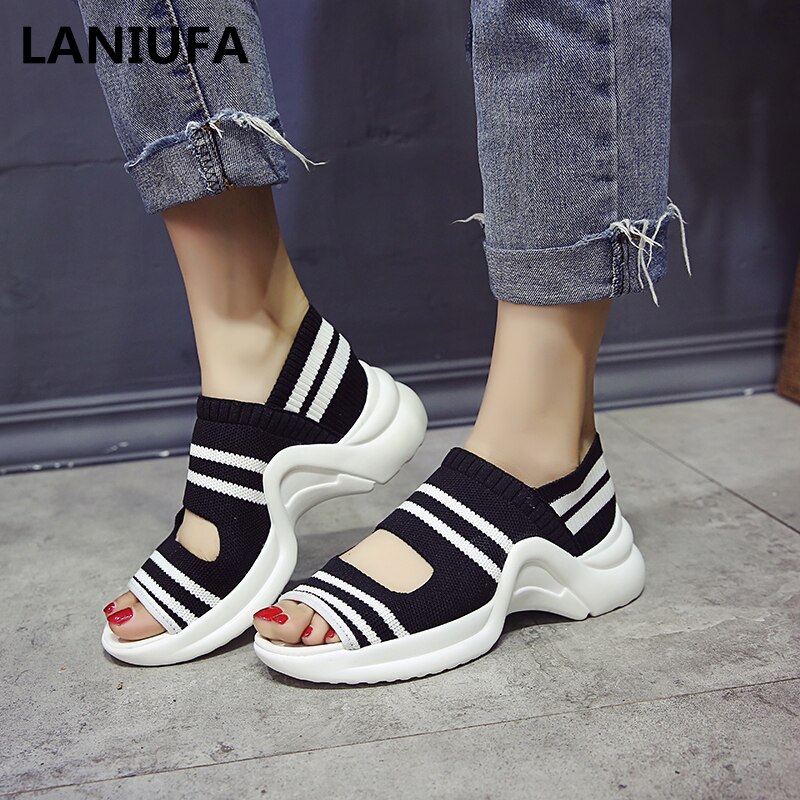 sommer Frauen Sandalen lässig Keile Komfortable Gittergewebe Atmungsaktive Schuhe Frau lässig Plattform Sandalen frauen schuhe mujer & 104