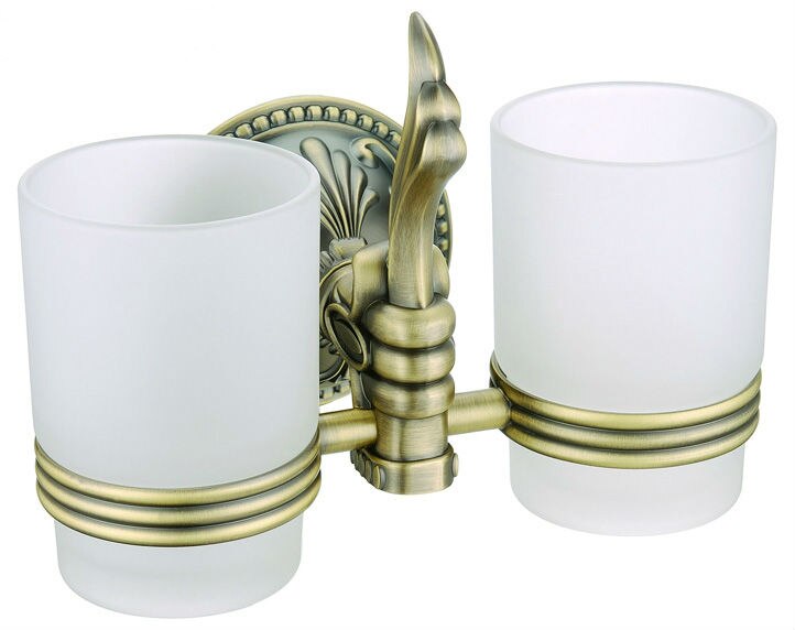 Antieke bronzen dubbele bekerhouder, beker- en bekerhouders, bekerborstelhouder, badkameraccessoire  ab001b