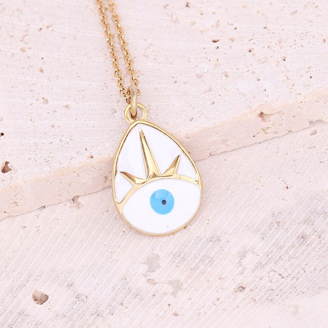 Bohomia Evil Blue Eye Cross Necklace for Women Stainless Steel Collar Necklace Gold Pendant Long Chains Couple Necklace: 12