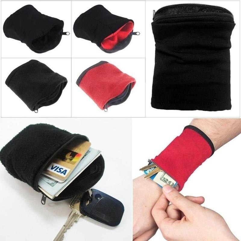 1PC Wrist Wallet Pouch Fleece Zipper Travel Gym Cycling Sport Wallet Hiking Accessiories Outdoor Camping Tool