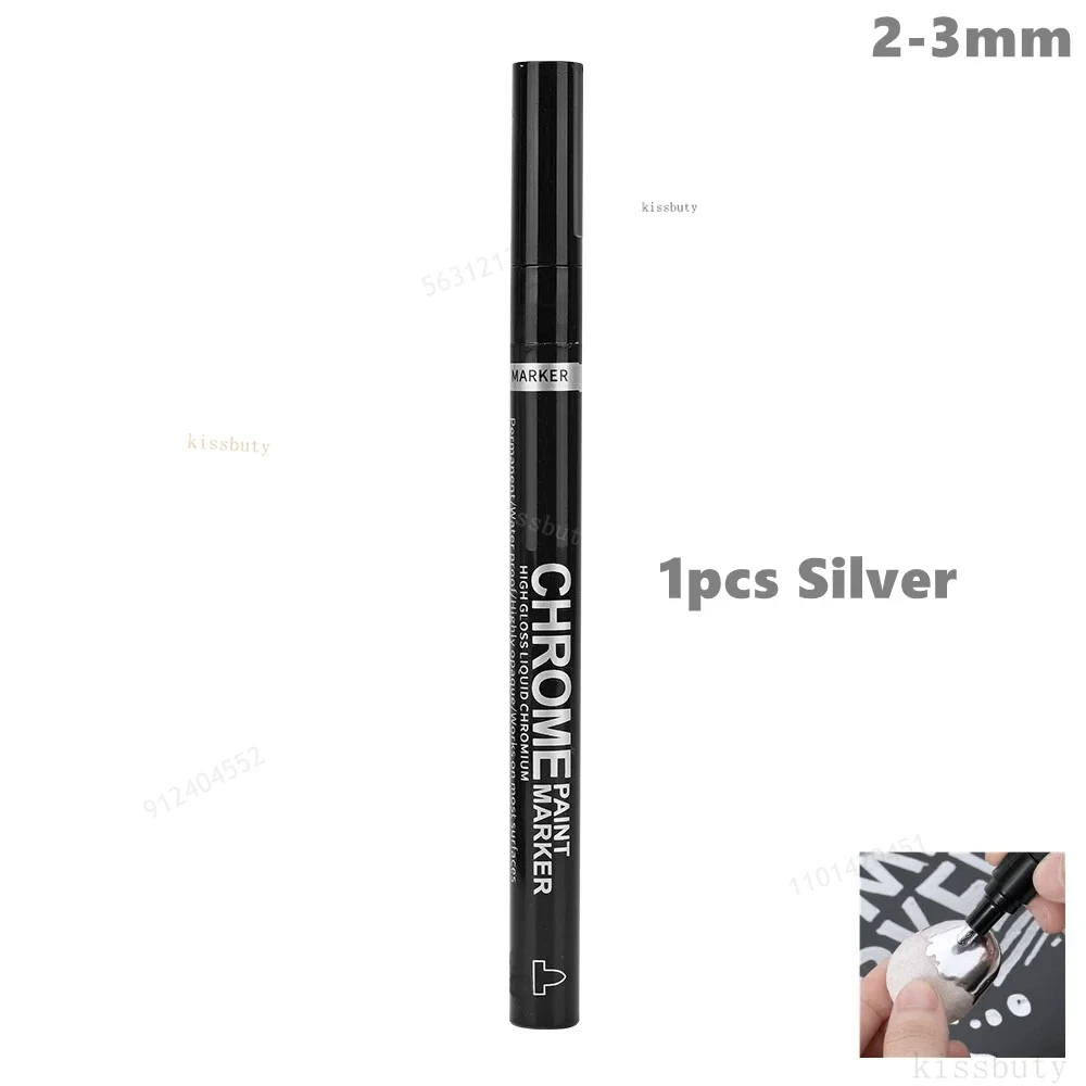 Rotulador de espejo cromado, rotuladores de pintura reflectantes DIY de 2mm, marcadores de espejo, marcador de plata cromado, arte de estilo de coche, 3/2/1 Uds.: Blanco
