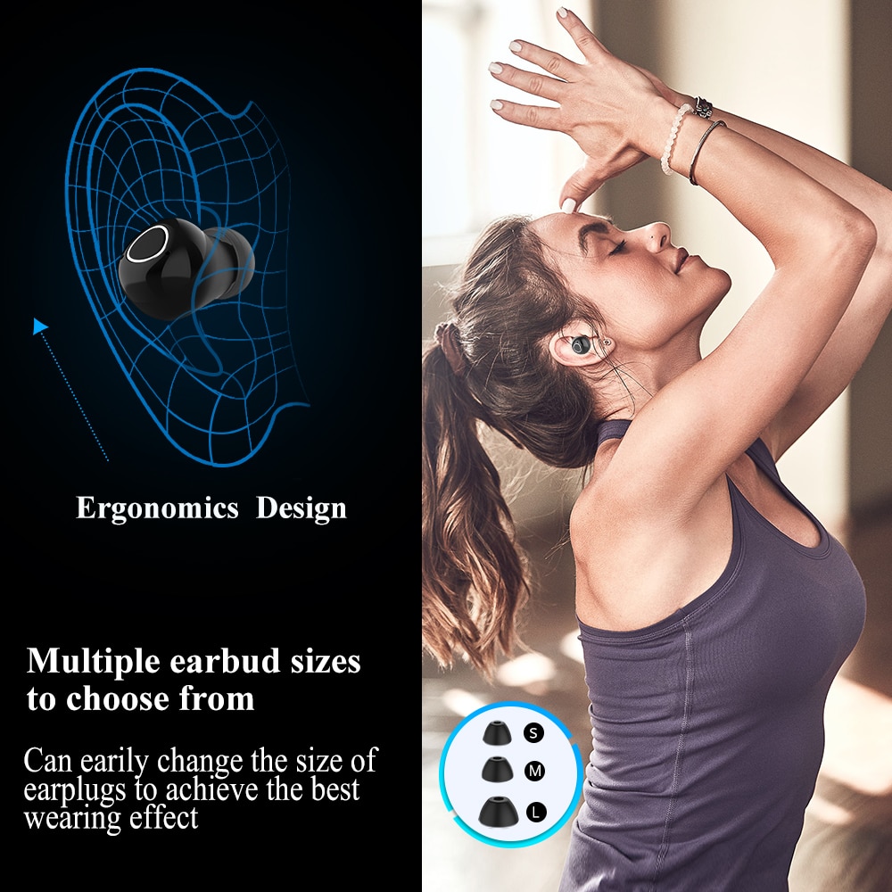 Langsdom T9 Waterproof Bluetooth Earphones for Phone Sport True Wireless Earbuds Stereo Headset with Mic ecouteur sans fil