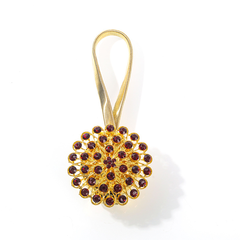 1pcs Flower Shape Rhinestones Magnet Curtain Tieback Magnetic Curtains Buckle Window Screening Ball Clip Holder Home Accessories: Q
