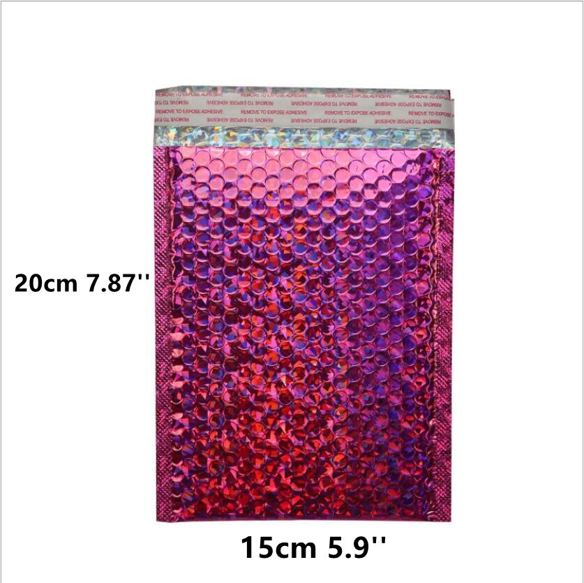 50pcs Rose Gold Poly Bubble Mailer Envelopes Aluminum Foil Padded Envelopes Self Seal Bubble Mailer Bags: laser rose 15x20cm