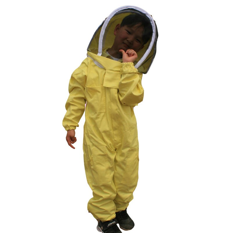 Ventilated Full Body Beekeeping Bee Keeping Suit with Leather Gloves Green Color Child Beekeeping Protective: child / L