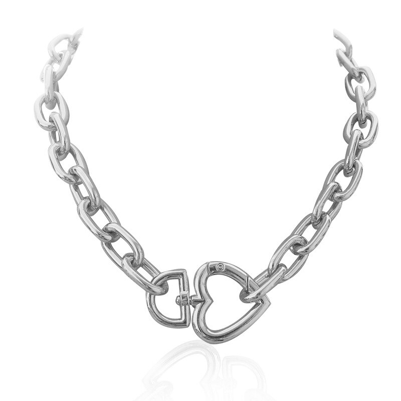 Oświadczenie szyi kubański ogniwo łańcucha naszyjnik geometria przesadzone naszyjnik w kształcie serca dla kobiet modna biżuteria hurtowo: 189 necklace S