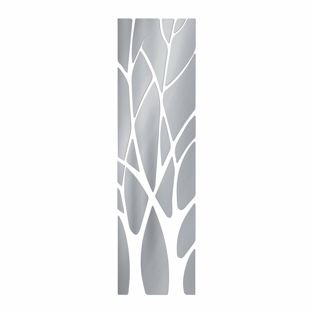 1pc Modern Tree Wall Sticker Living Room Mirror Finish Acrylic Art Wall Decal Home Decor Removable Decoration Sticker: Silver