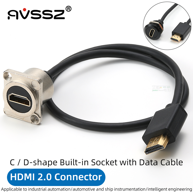 0.5-2m metall hdmi 2.0 data forlengelseskabelkontakt hunn-til-hann innfelt adapterkontaktledninger, til bil, lastebil, motorsykkelindustri