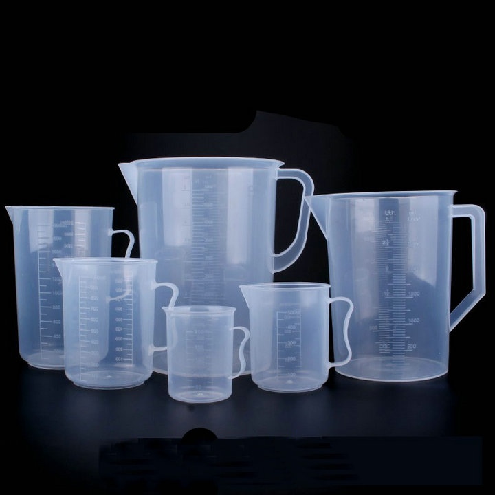 250ml to 2000ml Plastic measuring beaker with handle, Clear White Plastic Measuring Cup Beaker for lab use