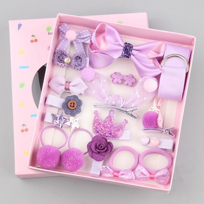 Barn barn bebis flickor blommor pannband set flicka head-wear med box hårband huvud 18 st tillbehör