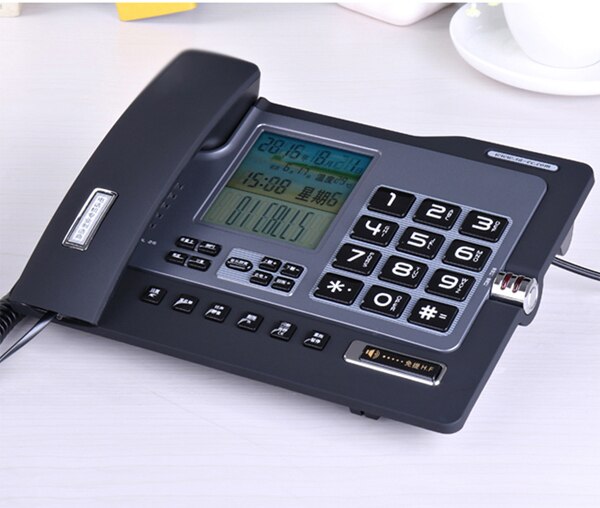 Business fixed Phone Caller ID Telephone PBX Office Phone home landline black coffee mute big LED screen: black