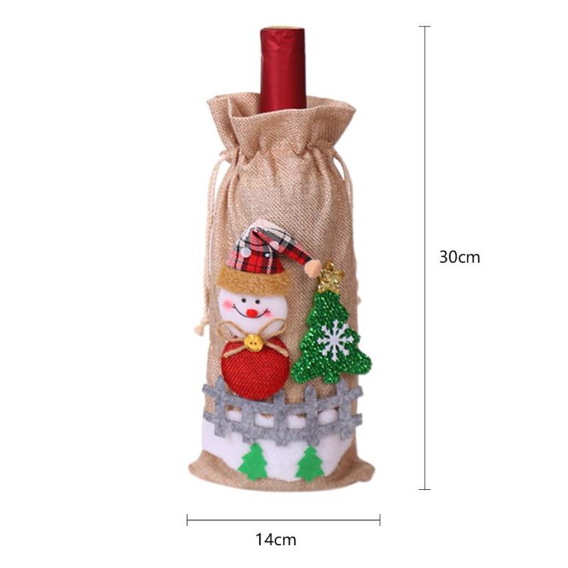 Tegneserie rødvin flaske dækning julemanden snemand elg vinposer juledekoration brugt til vinduesdisker fotografiske rekvisitter: Beige sne mand