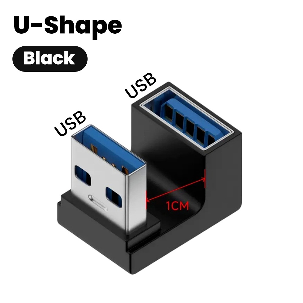 Adaptador de extensión de ángulo recto USB 3,2 macho a hembra de 90 grados, adaptador de codo hacia arriba USB de 10Gbps para conversión de conector de PC portátil: Blanco