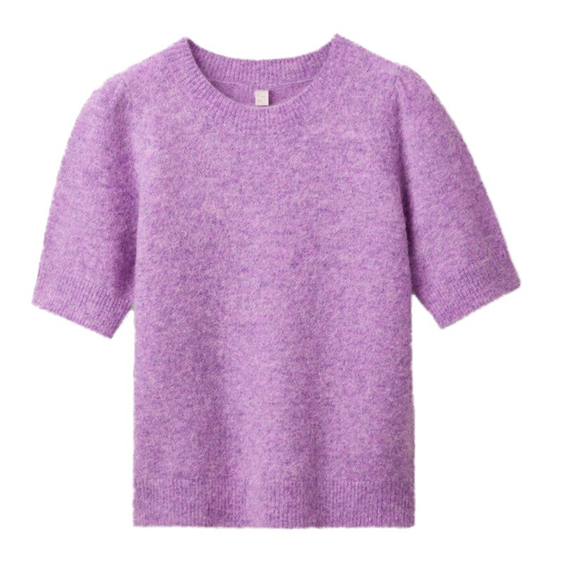 Women Sweater Autumn Product Puff Sleeve Knit Short Sleeve Alpaca Wool Sweater Top Women