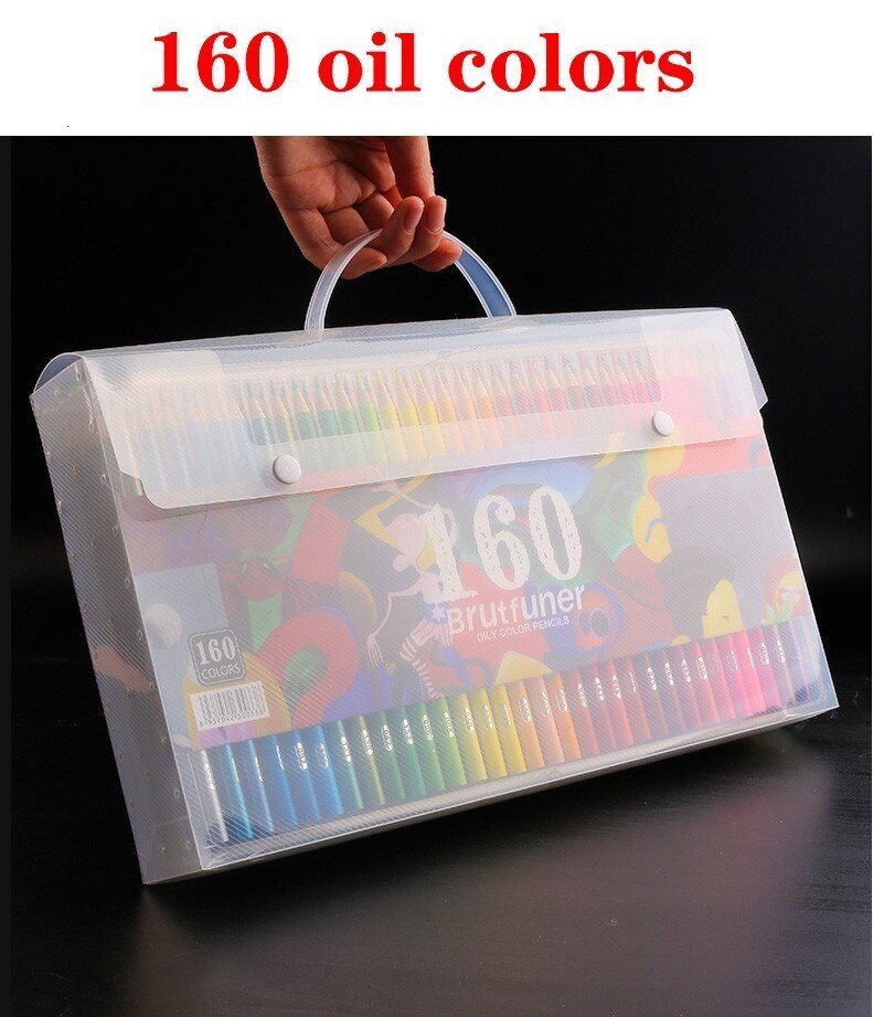 Brutfuner 48/72/120/160/180 Color Oil Color Pencils Set Wood Soft Watercolor Pencil For Drawing Sketch Art Supplies: 160 Oil Colors