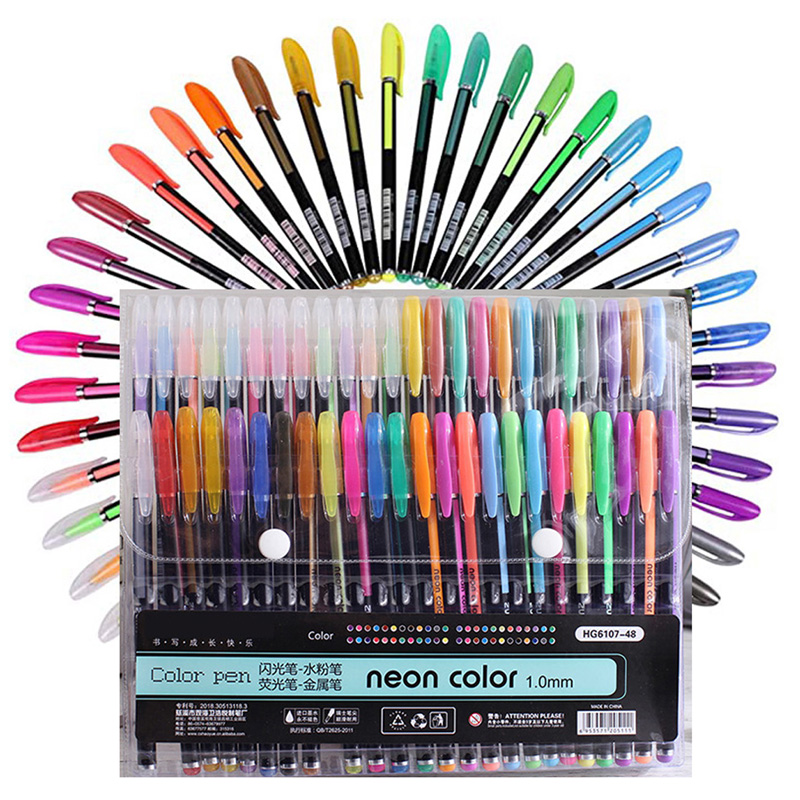 Bolígrafos de Gel de colores brillantes metálicos para la escuela, oficina, libro para colorear para adultos, diarios, marcadores artísticos de dibujo, bolígrafo de , 12/24 Uds.