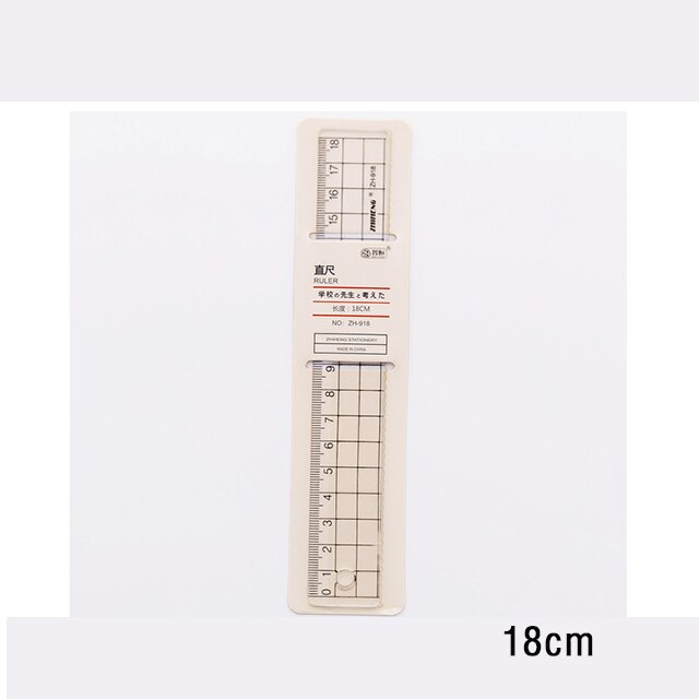 Régua grade transparente de plástico, 15/18/20cm, régua reta, artigos de papelaria para crianças, presente, escritório, escola suprimentos: 18cm
