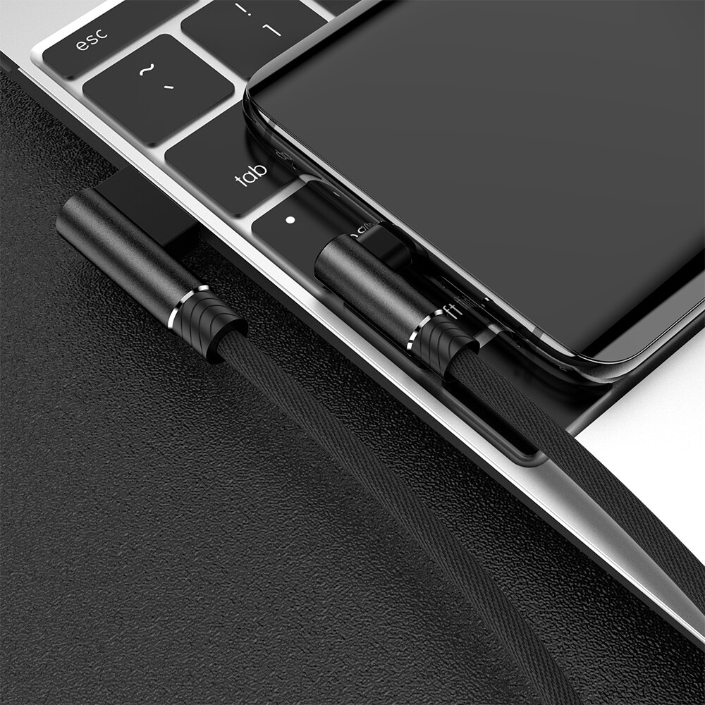 3m USB Type C Cable for Samsung S10 S20 3A Fast Charging Cord 90 Degree Type-c Wire USB C Charger Cable For Huawei P30 P40 Pro: Black / 3m