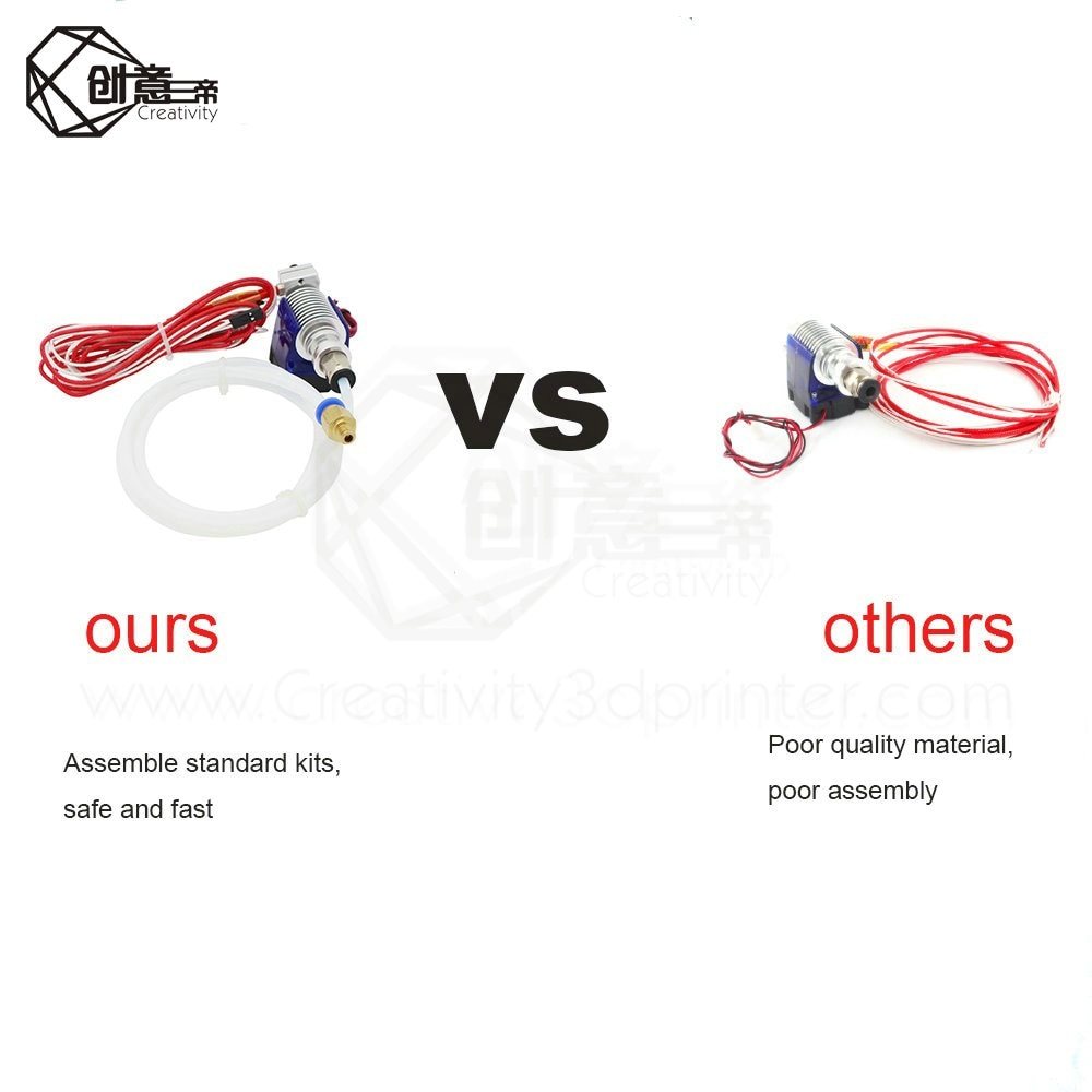 Creativity Remote Extruder Kit 3D Printer Direct Drive Extruder 3D Printer Parts V6 J-Head Kit E3DV6 Nozzle Heating Block
