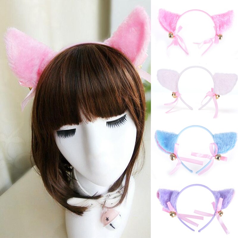 Diadema con patrón con orejas de gato para mujeres y niñas, diadema de Cosplay, sombrerería de , accesorios para el cabello a la