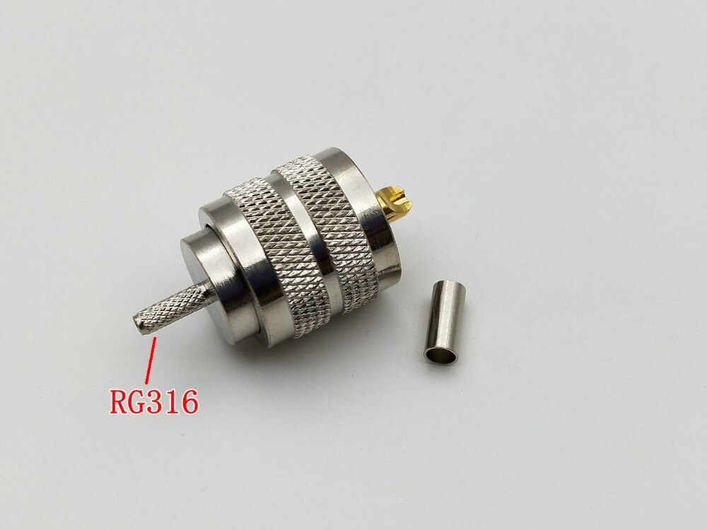 Conector de crimpado macho PL259 UHF, conector RF para adaptador RG8 RG6 RG58 RG316, 2 uds.