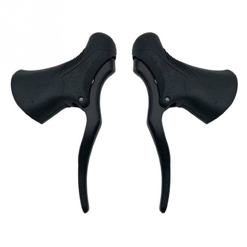 2PCS Bicycle Brake Crank Lightweight Road Bike Aluminium Alloy Sport Fixie Bike Handle brake Lever Transmission: black