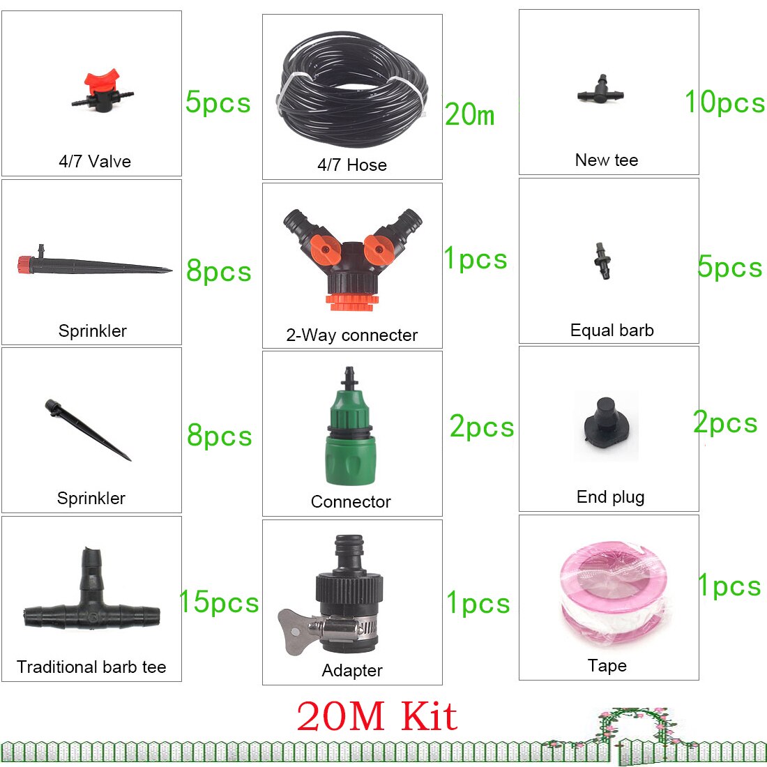 5/10/15/20/25M Garten Bewässerung Bewässerung Bausätze 4/7mm Schlauch Schlauch Verteiler Schnell Connecter Sprinkler T Garten System