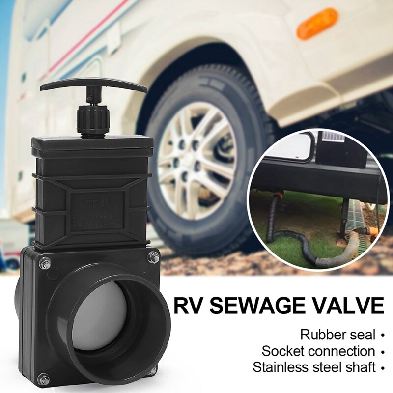 RV Knife Water Gate Valve, Durable Flow Van Sewer Hose Plastic DN65 75mm Exterior Home Accessories Caravan Drain: Default Title
