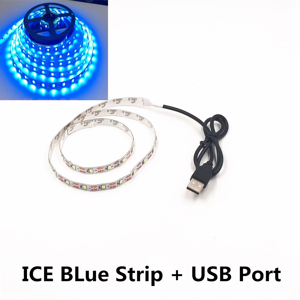Cadena de luz nocturna LED DC5V con Cable de puerto USB 50CM 1M 2M 3M 4M 5M lámpara de tira de luz LED USB SMD 3528 para TV/PC/portátil