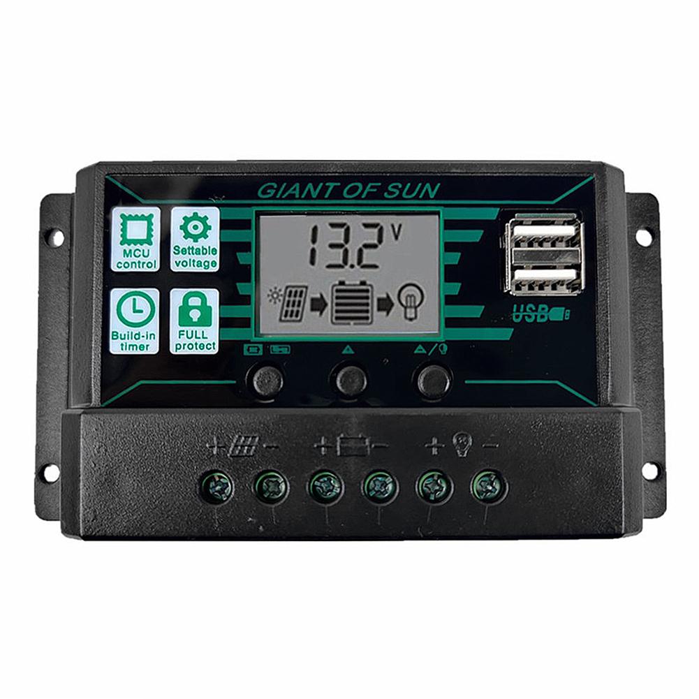 12V/24V MPPT/PWM 2-in-1 Solar Charge Controller Solar Panel Battery Intelligent Regulator With Dual USB Port And LCD Display
