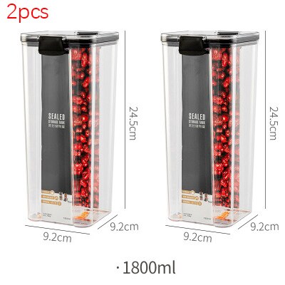 Airtight Food Container Platic Container That Can Be Stacked Kitchen Storage Container Food Storage Canister Set Kitchen Items: 1800ML 2Pcs
