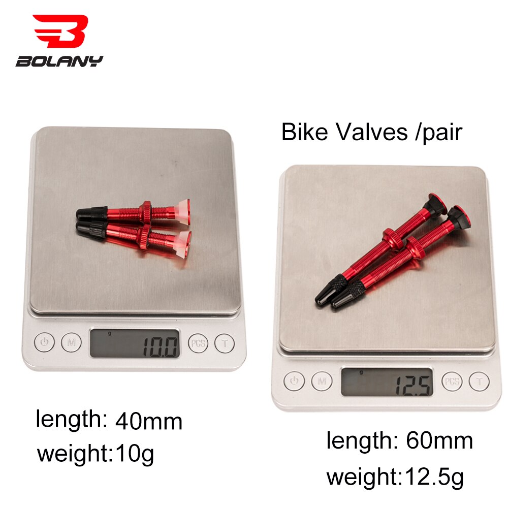 BOLANY 1 Pair Bicycle Valve 40mm /60mm MTB Road Bike Extender Valves Tubeless Vacuum Nozzle Aluminum Alloy Sealant Accessories