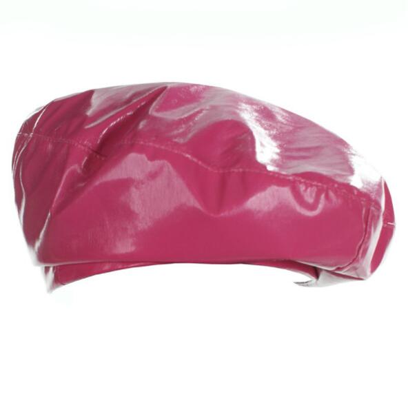 Bérets de Style coréen pour femmes, bonnet plat en cuir Pu, noir, rouge, bonnet plat, printemps automne