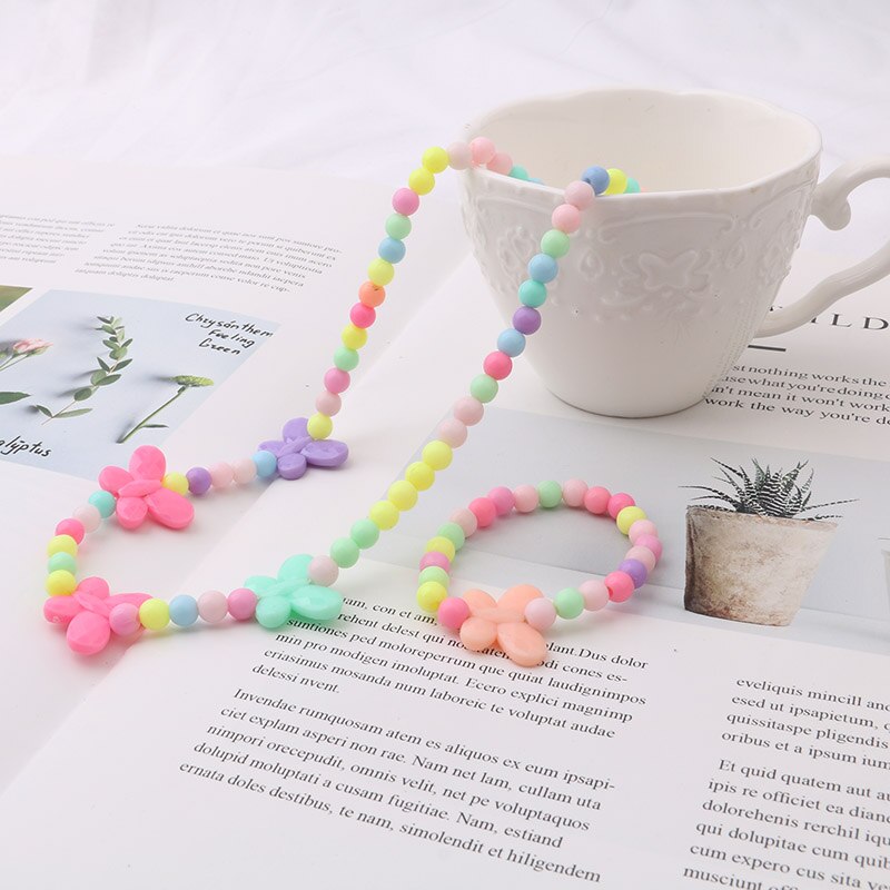 Enfants été style collier bracelet costume bébé doux cheveux accessoires bijoux pentagramme printemps